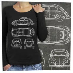 VW bogár tervrajz fehér