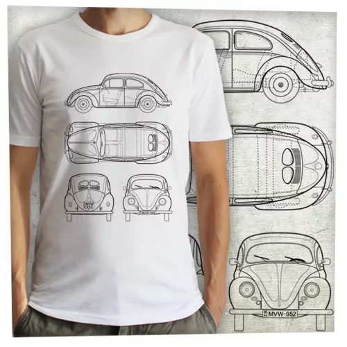 VW bogár tervrajz fekete