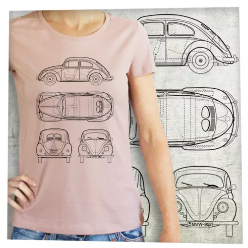 VW bogár tervrajz fekete