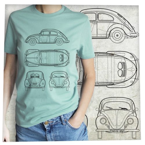 VW bogár tervrajz fekete