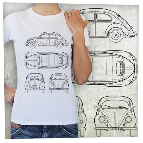 VW bogár tervrajz fekete