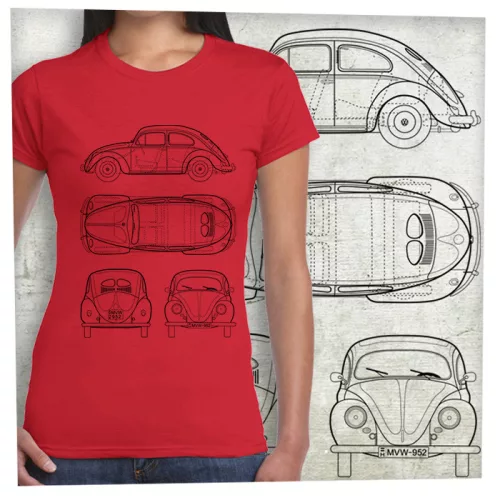 VW bogár tervrajz fekete