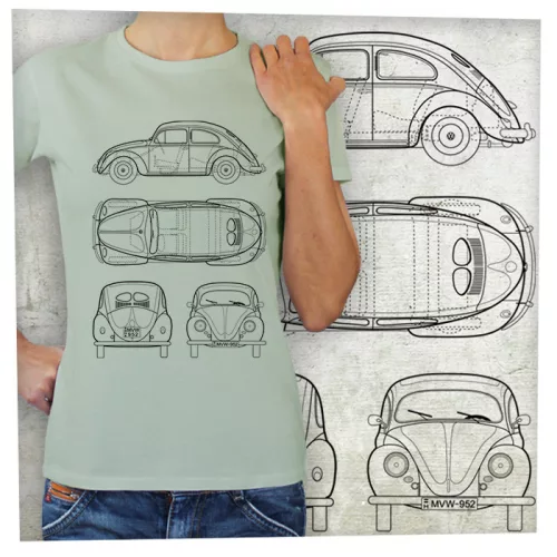 VW bogár tervrajz fekete