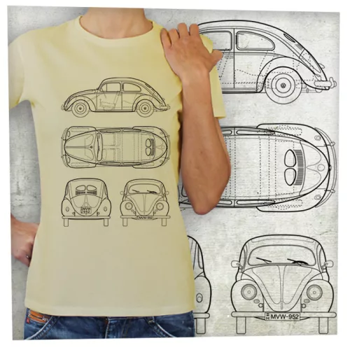 VW bogár tervrajz fekete