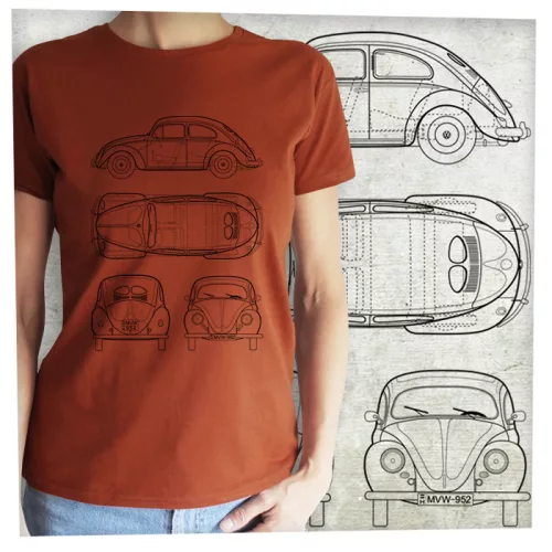 VW bogár tervrajz fekete