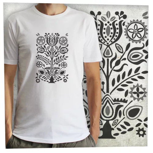 Gyerőmonostori kályhacsempe nagy fekete nyomat