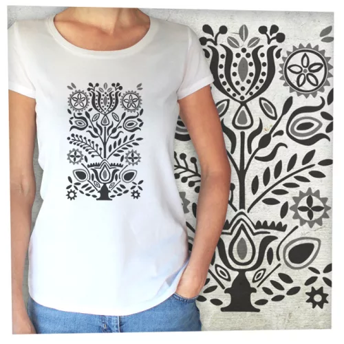 Gyerőmonostori kályhacsempe nagy fekete nyomat